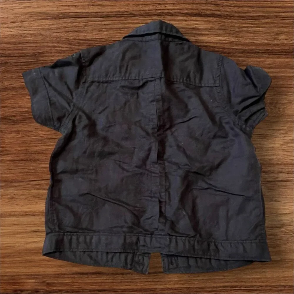 ☑️ Baby Gap Black Linen Blend Guayabera Button Shirt 12-18 Months